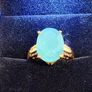 Premium Grandidierite & Natural Champagne & White dia ring 10.10 cts size 7